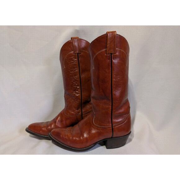 VINTAGE USA TONY LAMA BROWN Leather BOOTS SIZE 8D WESTERN ENGINEER Trail Boss - Picture 2 of 12